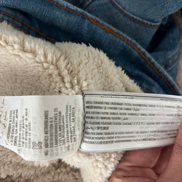 Hollister Epic Flex Jean White Sherpa Lined Jacket Trucker Vintage Style Y2k Fur - Picture 10 of 10